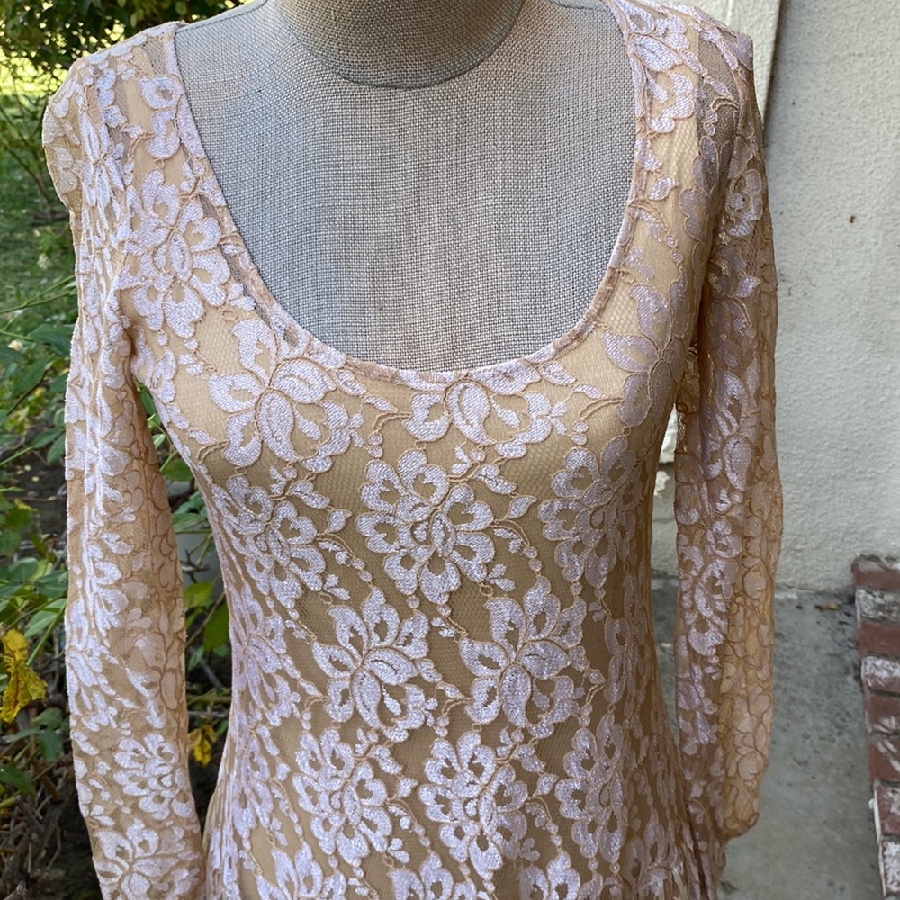FINAL FRENCH ROSE VINTAGE LACE DRESS - Picture 5 of 15